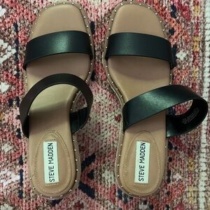 Steve Madden Black and Tan Women's Sandals